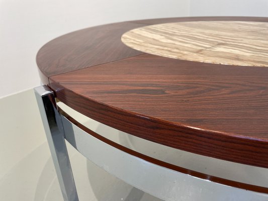 Danish Modern Round Rosewood and Marble Coffee Table from Bendixen Design, 1970s-WIX-1745435