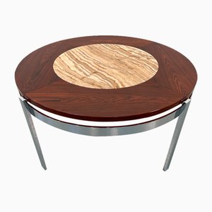 Danish Modern Round Rosewood and Marble Coffee Table from Bendixen Design, 1970s-WIX-1745435