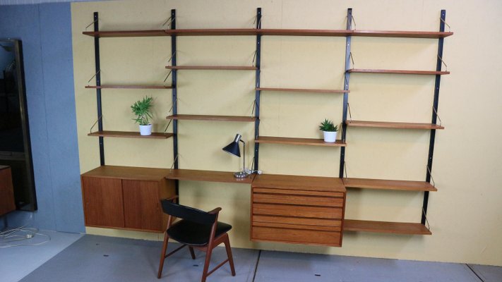 Danish Modern Royal System Teak Wall Unit Shelving attributed to Poul Cadovius for Cado, 1960-DT-2026089