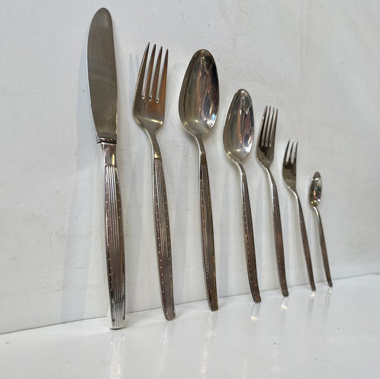 Danish Modern Silver-Plated Capri Cutlery for 12 by Kr. J. Andersen, 1960s, Set of 89