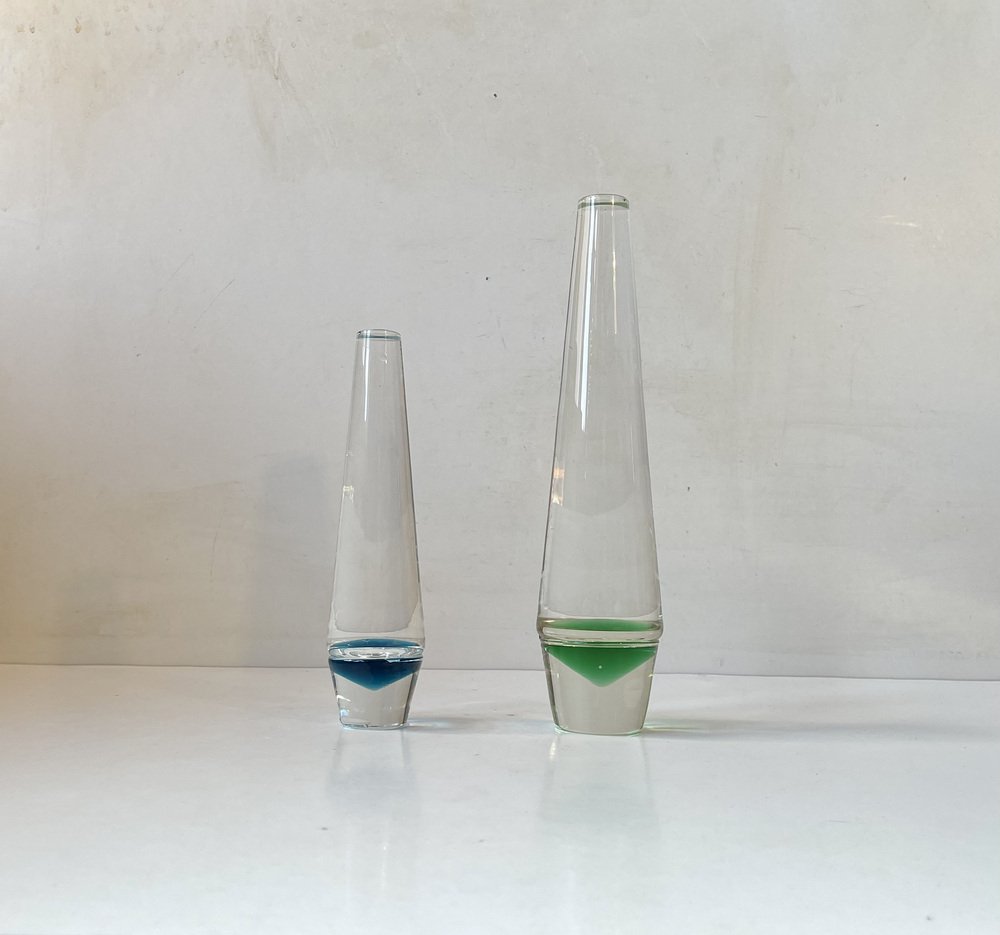 Danish Modern Solifleur Glass Vases by Christer Holmgren from Holmegaard, 1960s, Set of 2