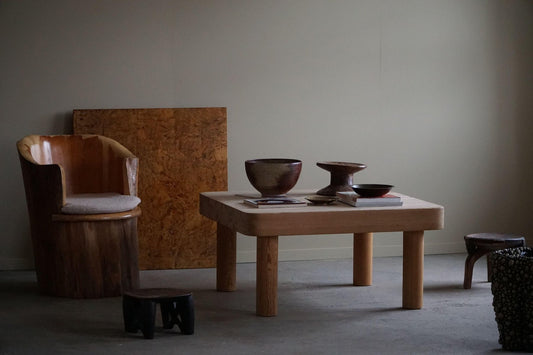 Danish Modern Square Coffee Table in Pine with Chunky Legs attributed to Rainer Daumiller, 1950s