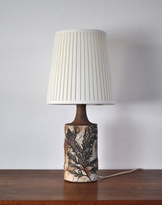 Danish Modern Table Lamp with Leaves Print from Bodil Marie Nielsen, 1960s-HPQ-1192462