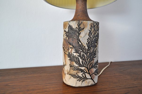 Danish Modern Table Lamp with Leaves Print from Bodil Marie Nielsen, 1960s-HPQ-1192462