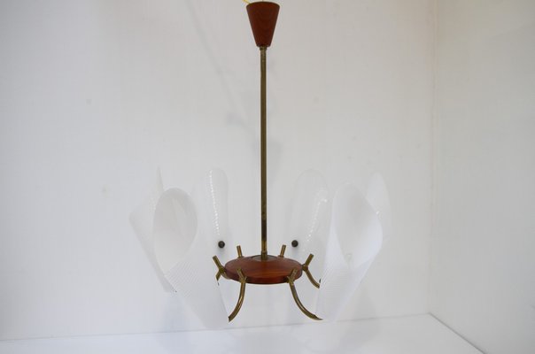 Danish Modern Teak and Brass Hanging Light, 1950s-WIX-1765262