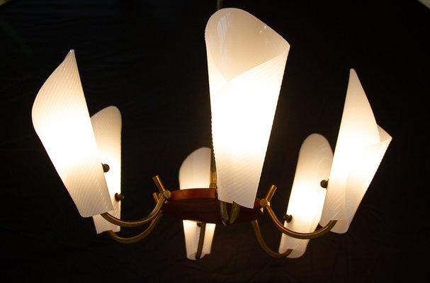 Danish Modern Teak and Brass Hanging Light, 1950s-WIX-1765262