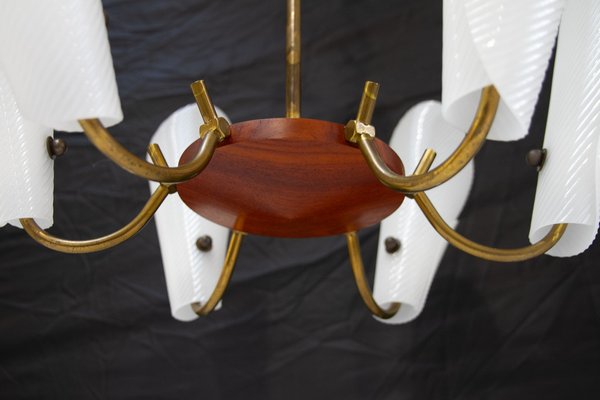 Danish Modern Teak and Brass Hanging Light, 1950s-WIX-1765262