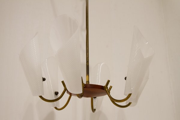 Danish Modern Teak and Brass Hanging Light, 1950s-WIX-1765262