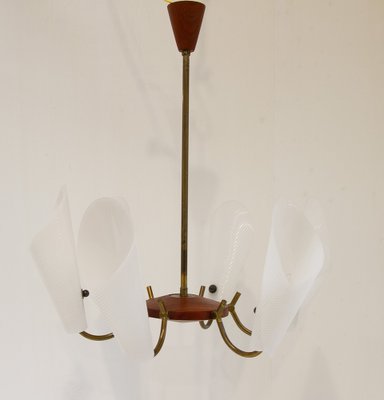 Danish Modern Teak and Brass Hanging Light, 1950s-WIX-1765262