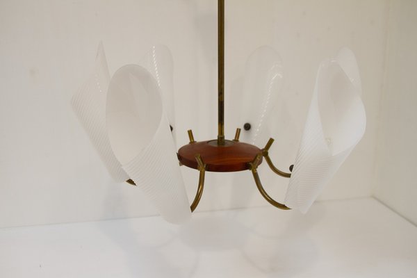 Danish Modern Teak and Brass Hanging Light, 1950s-WIX-1765262