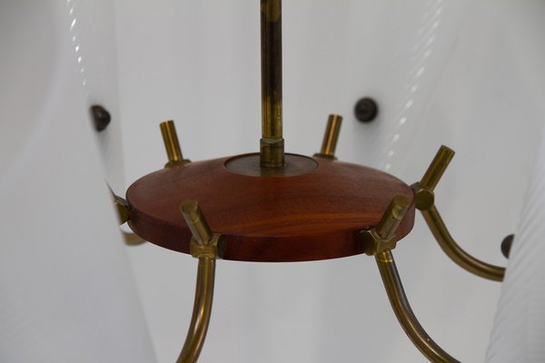 Danish Modern Teak and Brass Hanging Light, 1950s-WIX-1765262