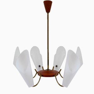 Danish Modern Teak and Brass Hanging Light, 1950s-WIX-1765262