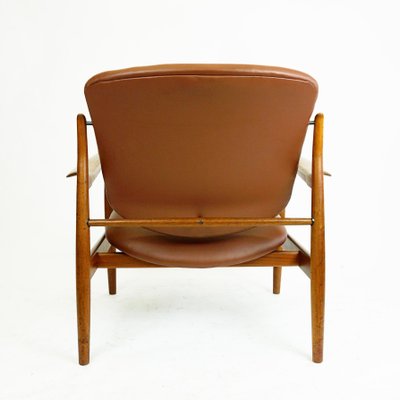 Danish Modern Teak and Brown Leather Lounge Chair by Finn Juhl for France and Son-MH-1159216