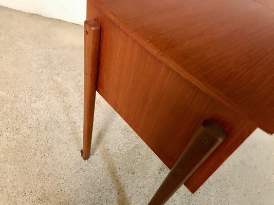 Danish Modern Teak and Wicker Sewing Table or Storage Trolley, 1960s-JP-778282