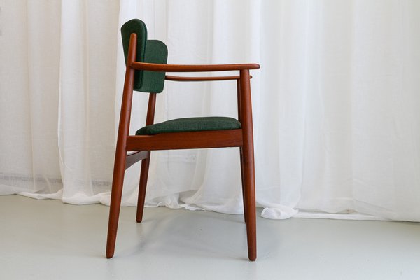 Danish Modern Teak Armchair with Green Wool Upholstery, 1960s-WIX-1782538