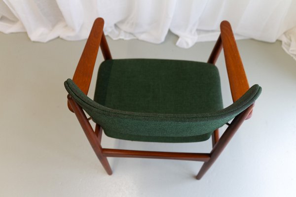 Danish Modern Teak Armchair with Green Wool Upholstery, 1960s-WIX-1782538