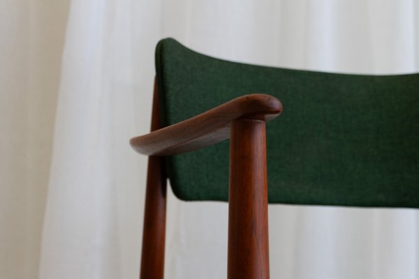 Danish Modern Teak Armchair with Green Wool Upholstery, 1960s-WIX-1782538