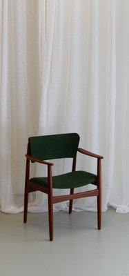 Danish Modern Teak Armchair with Green Wool Upholstery, 1960s-WIX-1782538