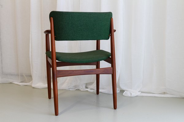 Danish Modern Teak Armchair with Green Wool Upholstery, 1960s-WIX-1782538