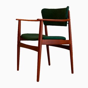 Danish Modern Teak Armchair with Green Wool Upholstery, 1960s-WIX-1782538