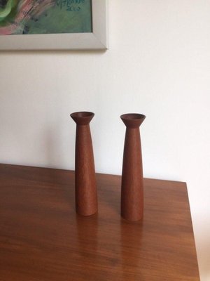 Danish Modern Teak Candleholders, 1960s, Set of 2-WSA-831376