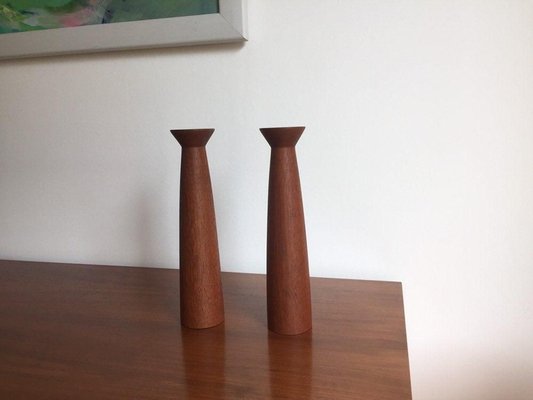 Danish Modern Teak Candleholders, 1960s, Set of 2-WSA-831376