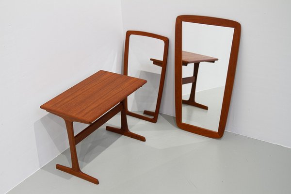 Danish Modern Teak Mirrors and Table, 1960s, Set of 3-WIX-1796325