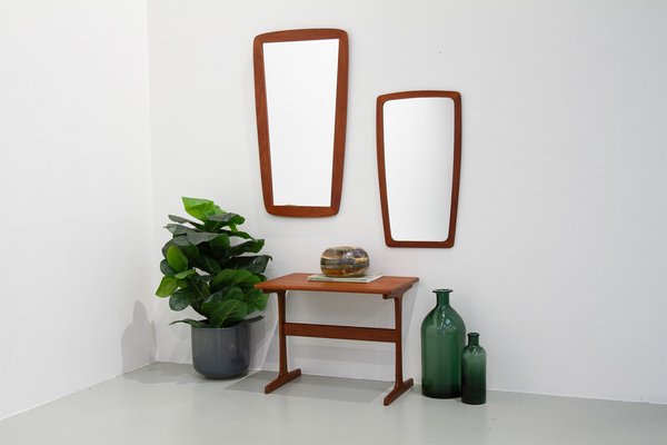 Danish Modern Teak Mirrors and Table, 1960s, Set of 3-WIX-1796325