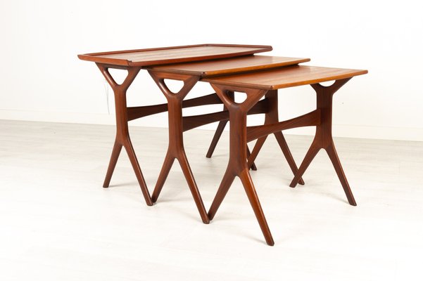 Danish Modern Teak Nesting Tables by Johannes Andersen for CFC, 1960s, Set of 3-WIX-948735