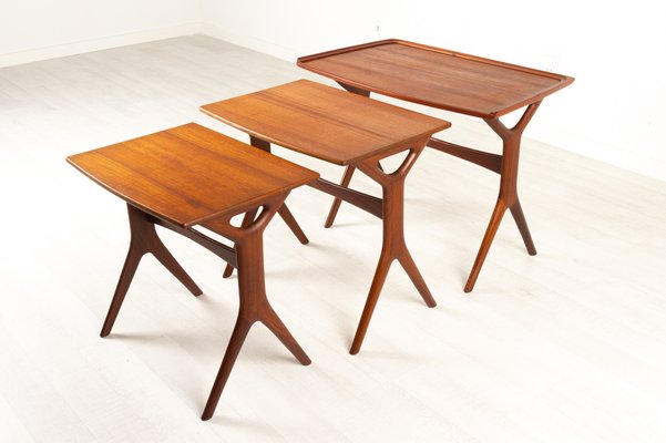 Danish Modern Teak Nesting Tables by Johannes Andersen for CFC, 1960s, Set of 3-WIX-948735