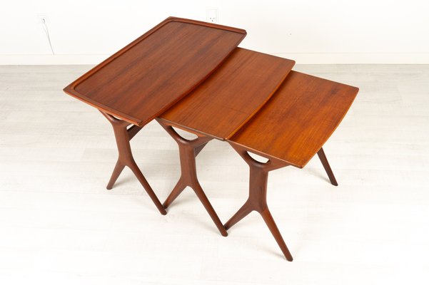 Danish Modern Teak Nesting Tables by Johannes Andersen for CFC, 1960s, Set of 3-WIX-948735