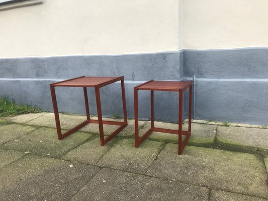 Danish Modern Teak Quadratic Side Tables, 1960s, Set of 2-LCR-591538