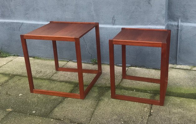 Danish Modern Teak Quadratic Side Tables, 1960s, Set of 2-LCR-591538