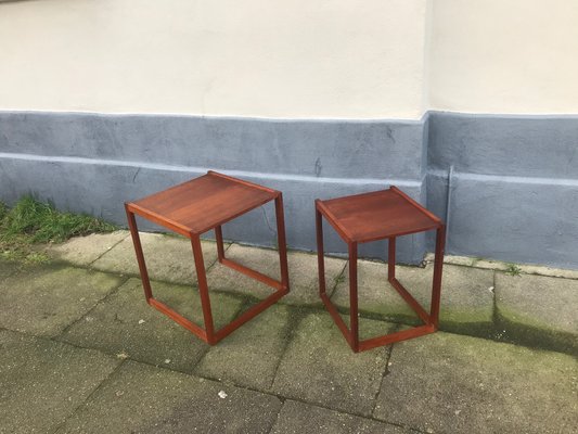 Danish Modern Teak Quadratic Side Tables, 1960s, Set of 2-LCR-591538