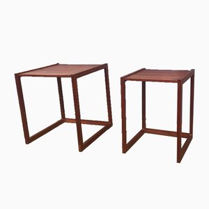 Danish Modern Teak Quadratic Side Tables, 1960s, Set of 2-LCR-591538