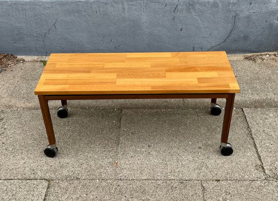 Danish Modern TV Table on Wheels in Rosewood and Cherrywood, 1970s-LCR-1444833