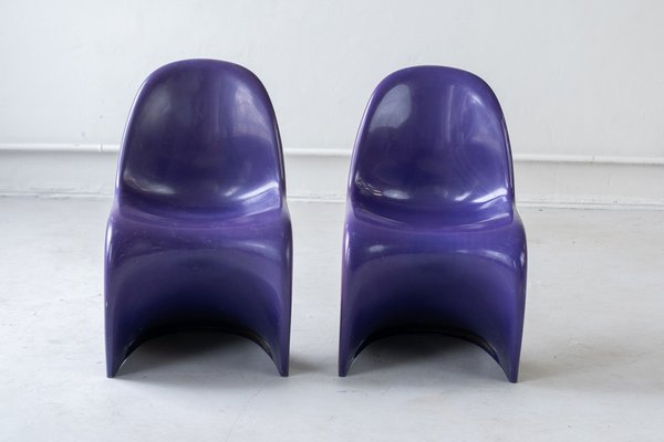 Danish Modern Violet Chairs by Verner Panton for Vitra, 1970s, Set of 5-IXA-1784356