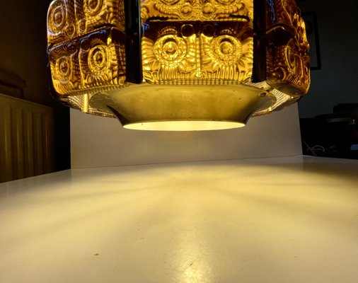 Danish Modern Vitrika Ceiling Lamp Glass and Brass from Orrefors, 1960s-LCR-2021955