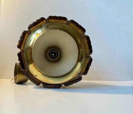 Danish Modern Vitrika Ceiling Lamp Glass and Brass from Orrefors, 1960s-LCR-2021955