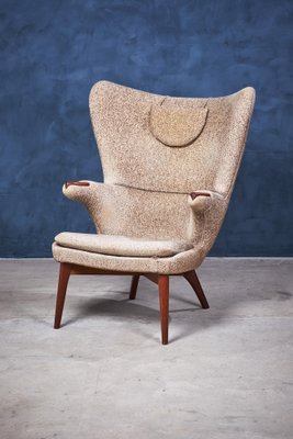 Danish Modern Wool and Teak Lounge Chair, 1960s-ZGQ-1769560