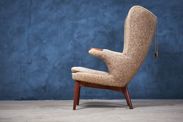 Danish Modern Wool and Teak Lounge Chair, 1960s-ZGQ-1769560