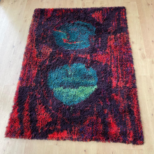 Danish Modern Wool Rya Denmark No 2 Rug Tapestry by Hojer Export Wilton, 1960s