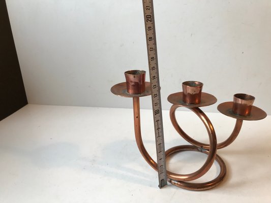 Danish Modernist Copper Spiral Candleholder, 1970s-LCR-602586