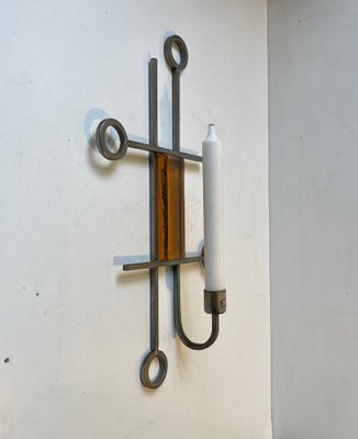 Danish Modernist Welded Iron Wall Candleholder from Ferro Art, 1970s-LCR-1453098