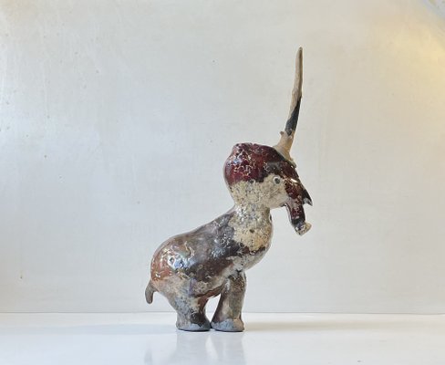 Danish Naive Fantasy Unicorn in Raku Burnt Stoneware, 2000s-LCR-1397801