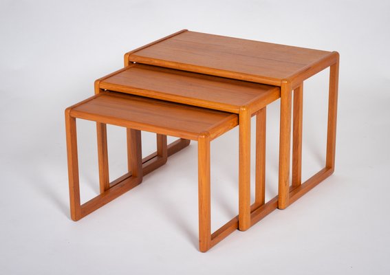 Danish Nesting Tables in Teak, 1970s, Set of 3-ZGQ-1383973