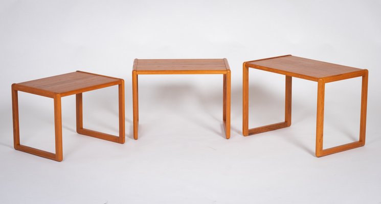 Danish Nesting Tables in Teak, 1970s, Set of 3-ZGQ-1383973