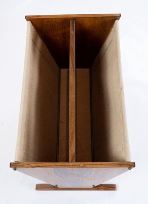 Danish Newspaper Rack in Rosewood and Canvas, 1960s-UY-838848