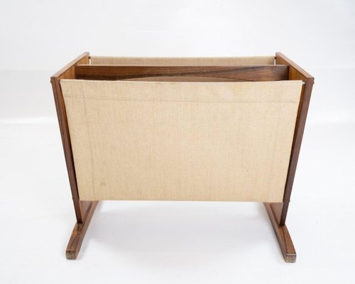 Danish Newspaper Rack in Rosewood and Canvas, 1960s-UY-838848