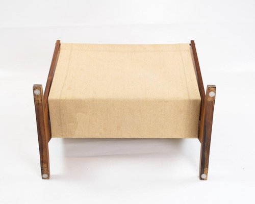 Danish Newspaper Rack in Rosewood and Canvas, 1960s-UY-838848